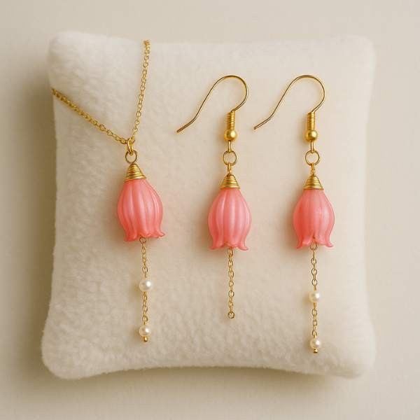 Real Bluebell Flower Earrings & Necklace Set - Elegant Natural Design for Stylish Accessories