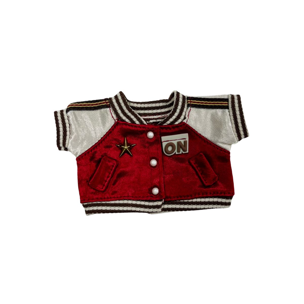 Jacket for Mini Doll – Red & White Bomber Style