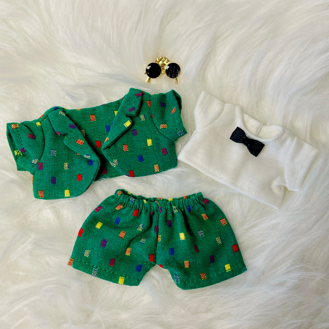 Mini Doll Retro Blazer Outfit for Summer - 4-Piece Handmade Set with Vintage Charm & Handcrafted Details