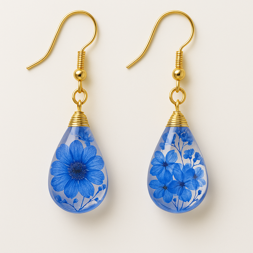 Natural Flower Drop Earrings Unique Epoxy ResinFlowers Earrings Women Elegant Pressed FlowersDrop Earrings for Stylish Accessories