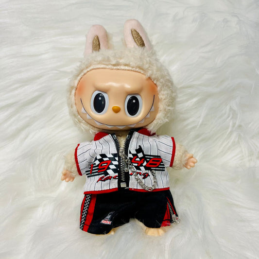 Mini Doll Racing Outfit 2-Piece Streetwear Doll Clothes Set Handmade Sporty Costume for Dolls Top & Bottoms Set