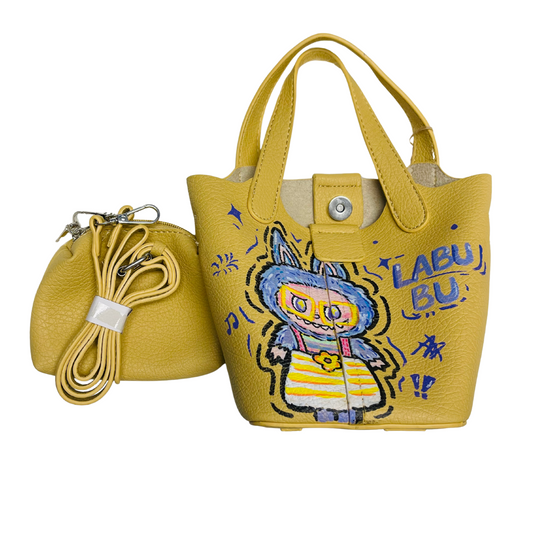 Hand-Painted Lafufu Mini Tote Bag – One-of-a-Kind Artist Edition