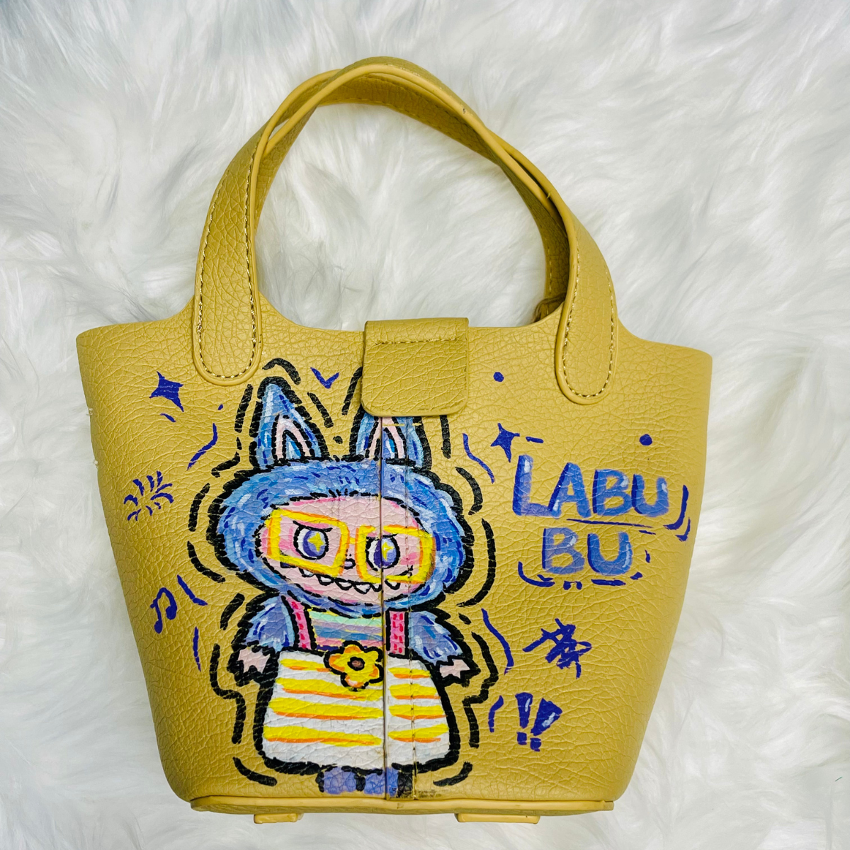 Hand-Painted Lafufu Mini Tote Bag – One-of-a-Kind Artist Edition