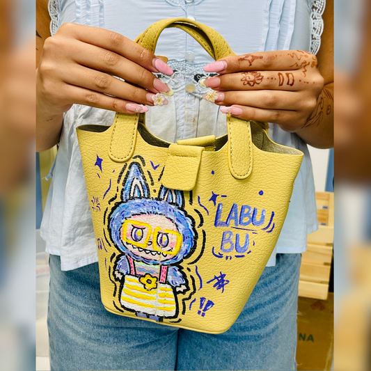 Hand-Painted Lafufu Mini Tote Bag – One-of-a-Kind Artist Edition