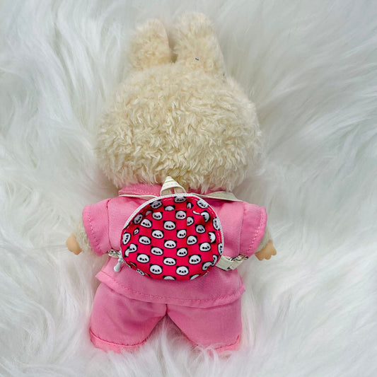 Mini Panda Backpack for Cute Doll Backpack Mini Doll Outfit Accessory | Red & Pink Panda Design
