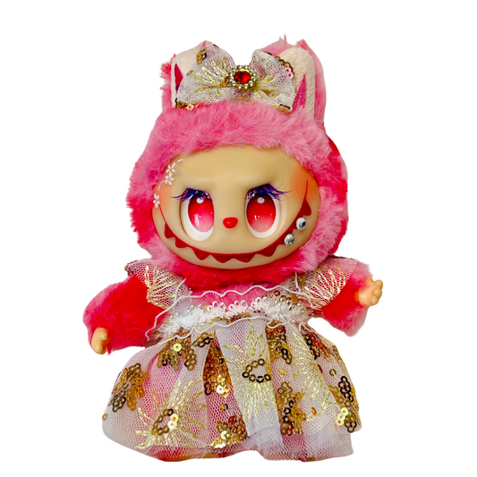Golden Bloom Princess Dress for Mini Doll - Elegant Golden Hue with Golden Bloom Design Perfect Fit