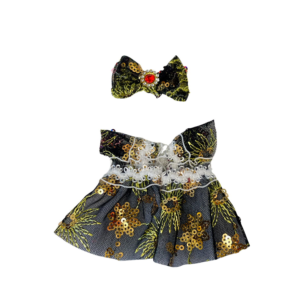Golden Bloom Princess Dress for Mini Doll - Elegant Golden Hue with Golden Bloom Design Perfect Fit