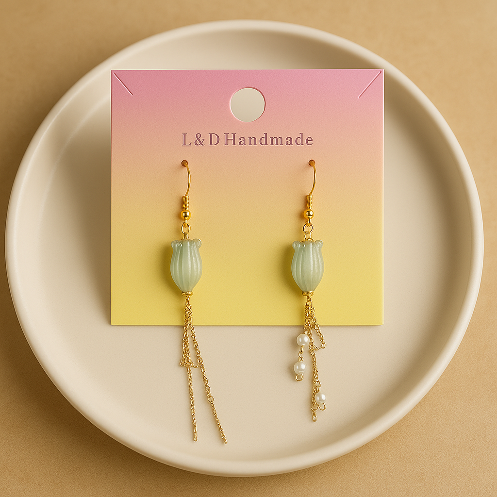Bell Flower Bow Earrings Handmade Real Flower Dangles Unisex Elegant Design Versatile Appeal