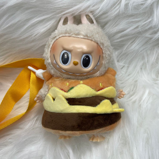 Mini Doll Hamburger Crossbody Plush Costume – Funny Burger Outfit with Strap Featuring Adorable Plush Design