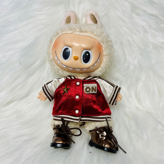 Jacket for Mini Doll – Red & White Bomber Style