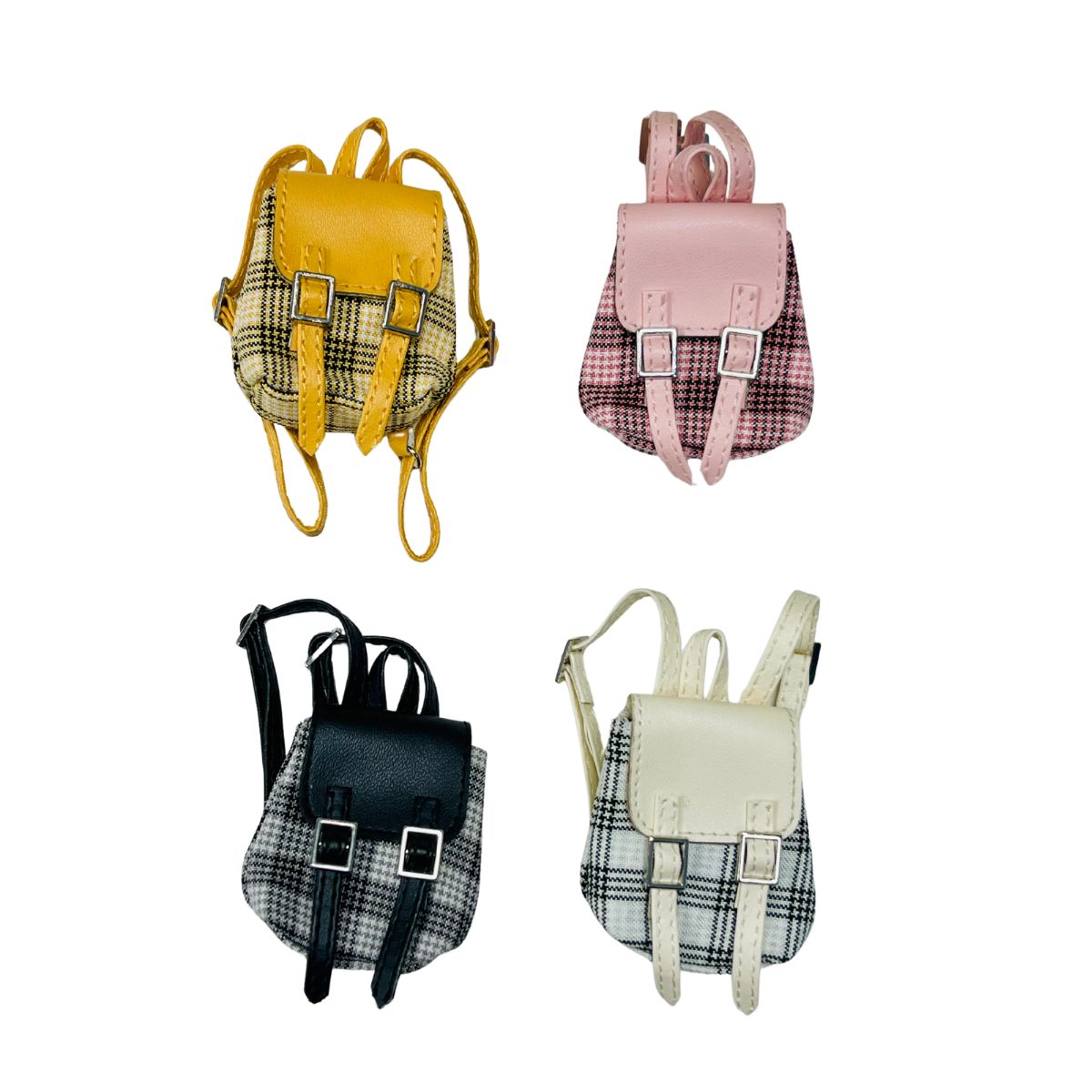 Doll Mini Plaid Backpack Cute Doll-Size Accessory with Plaid Design for Everyday Use