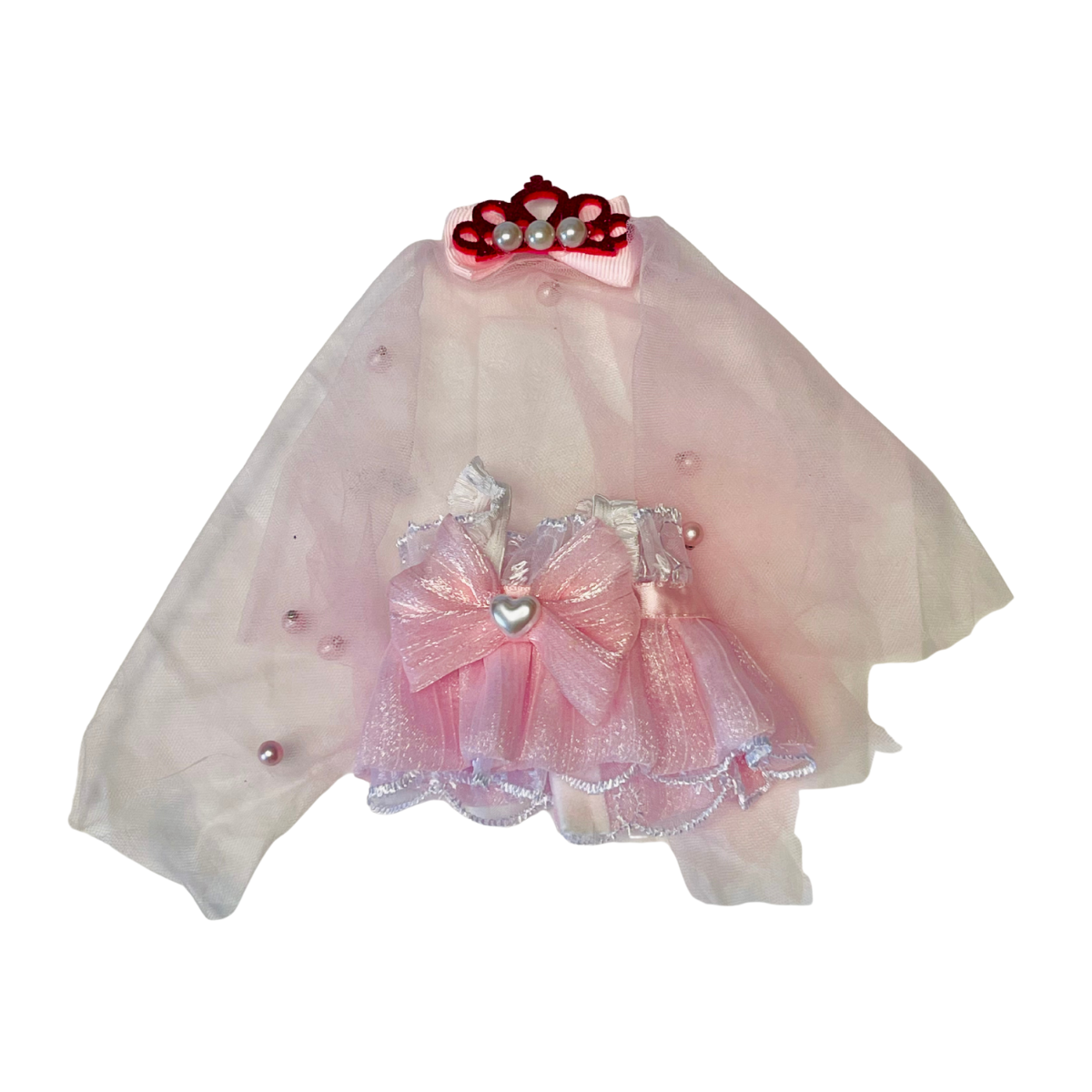 Mini Doll Wedding Dress Collection - Adorable in Sparkling White & Pink Lace Dress