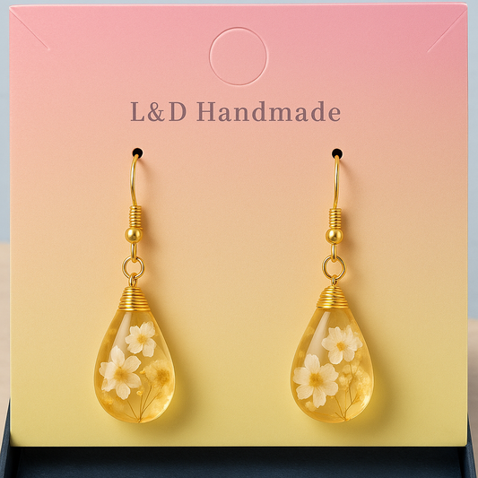 Natural Flower Drop Earrings Unique Epoxy ResinFlowers Earrings Women Elegant Pressed FlowersDrop Earrings for Stylish Accessories