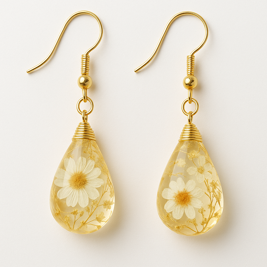 Natural Flower Drop Earrings Unique Epoxy ResinFlowers Earrings Women Elegant Pressed FlowersDrop Earrings for Stylish Accessories