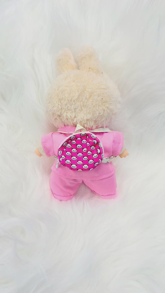 Mini Panda Backpack for Cute Doll Backpack Mini Doll Outfit Accessory | Red & Pink Panda Design